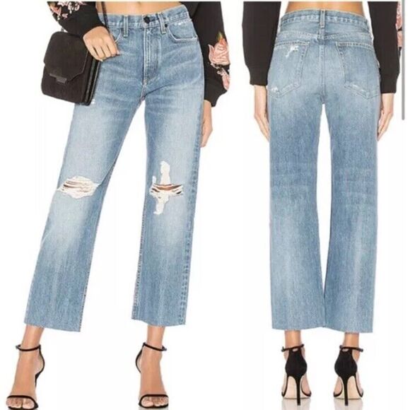Rag & Bone Revolve Distressed Raw Hem High Rise Straight Shaker Jeans Size 29 - Picture 1 of 15
